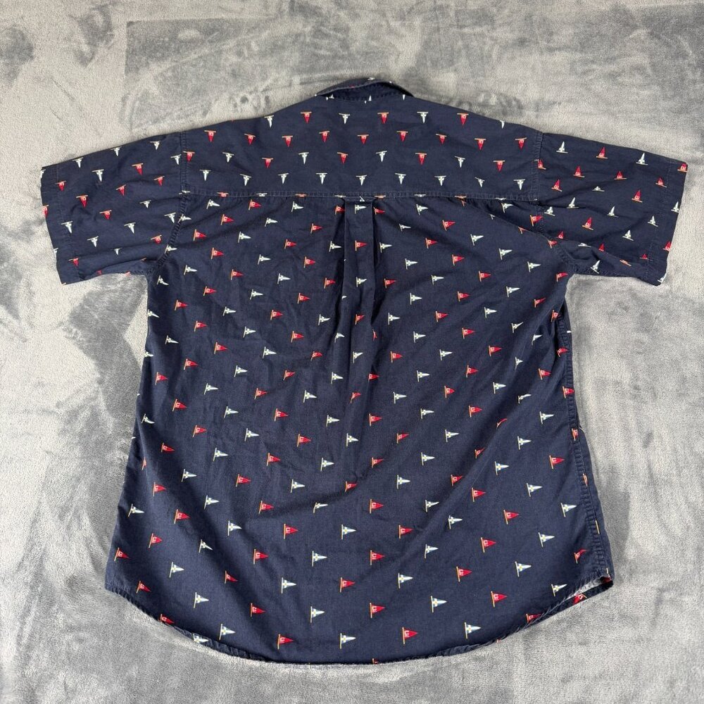Chaps Ralph Lauren Flags All Over Print Navy Short Sleeve Shirt Men's Sz M - Picture 5 of 6